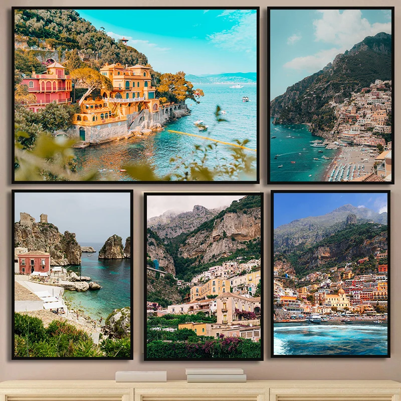 Italy Amalfi Coast Travel Poster Positano Seascape Nature Wall Art Picture Canvas Painting Home Decor Bedroom Decoration