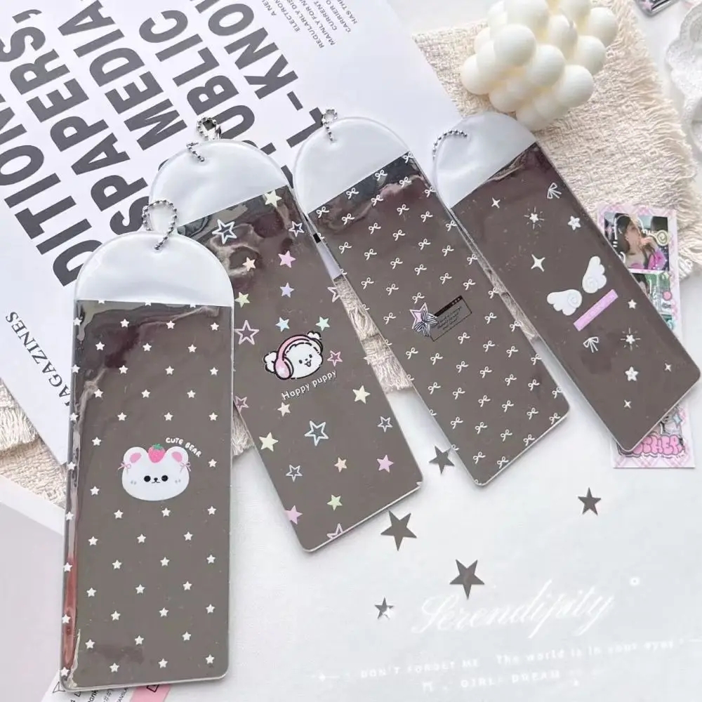 

Kawaii PVC Photo Card Holder Silver with Keychain Four-grid Life Photo Protector Card Sleeve Kpop Idol Strip Photo