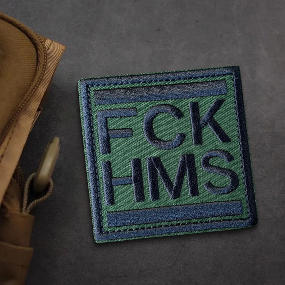 Parche táctico FCK HMS morale bordado con velcro para mochila - imagen 5