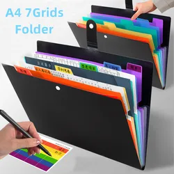 A4 7 Grid Multi-Layer File Bag Large Capacity Student Stationery Supplies Office Storage