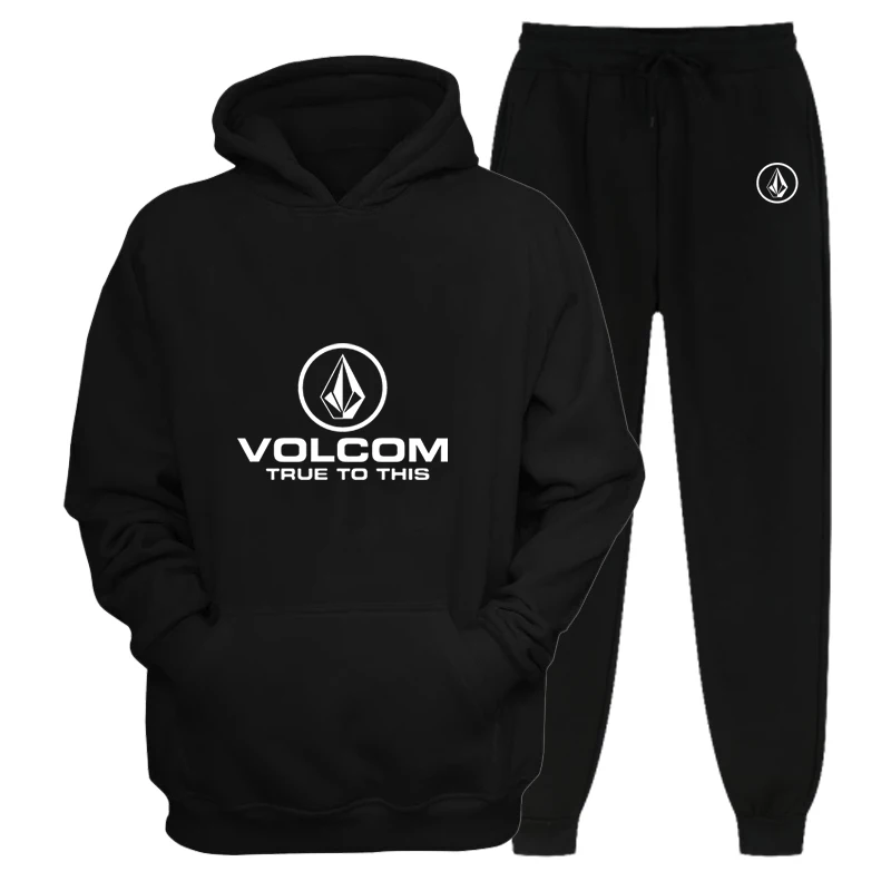 Men\'s VOLCOM Spring and Autumn Outdoor High Quality Hoodie Set, Sports Mountain Hoodie, Fashion and Leisure