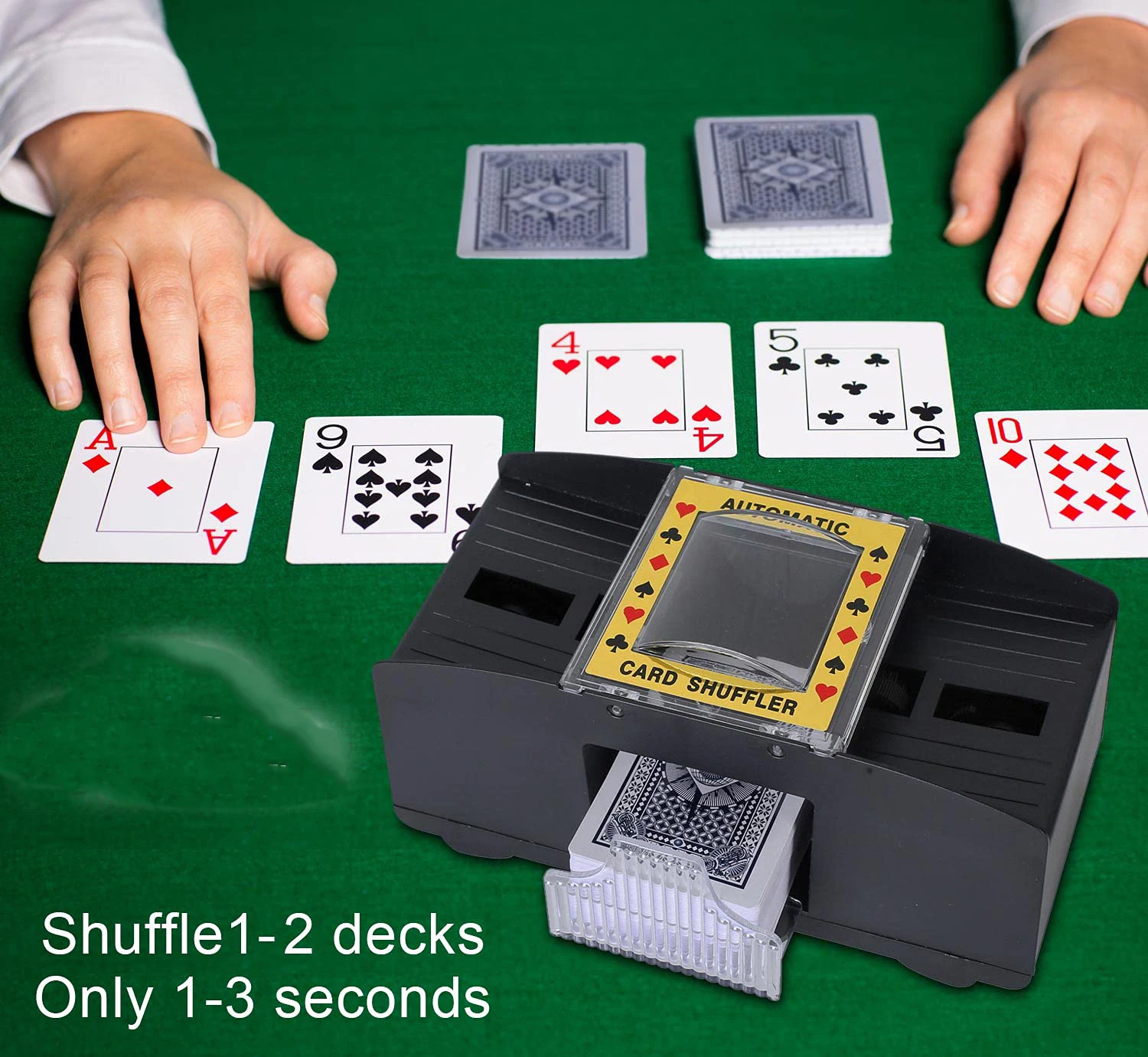 2 Decks Card Shuffler Automatic Electric Playing Card Shuffler  Battery Operated Poker Shuffling Machine for Family Party Games