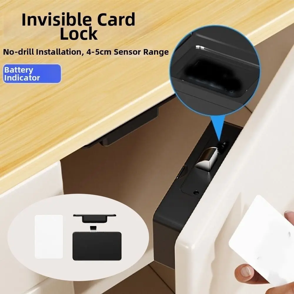 Picture 3: Non Perforated NFC Sensing Drawer Card Lock Card Swiping Invisible Design Cabinet Lock Double Opening Battery Display