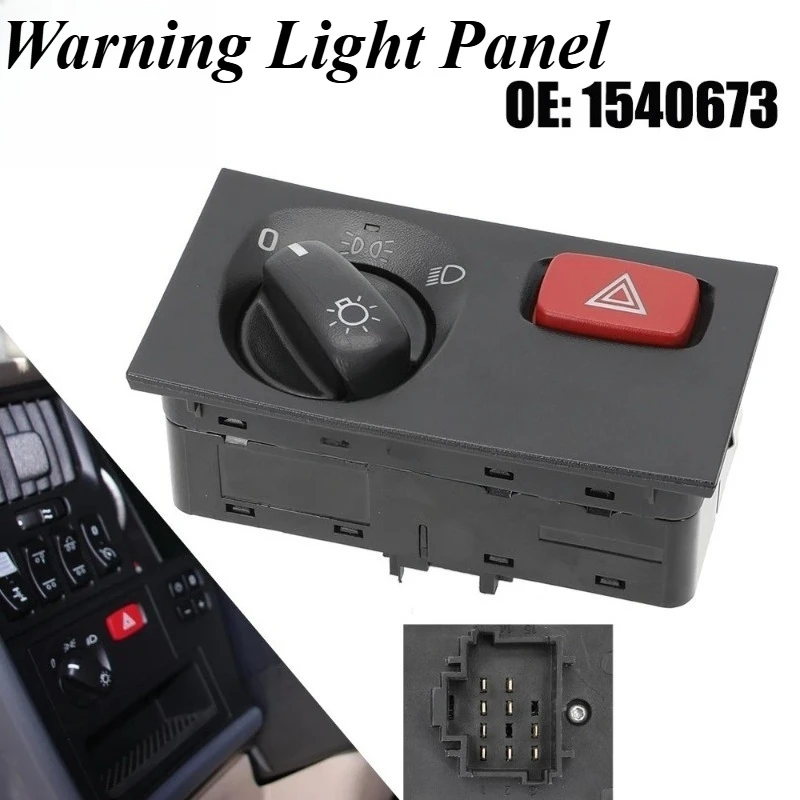 

For Scania Truck Emergency Warning Light Panel 1540673 - OEM Replacement Heavy Duty Hazard Light Switch Direct Fit ABS Plastic