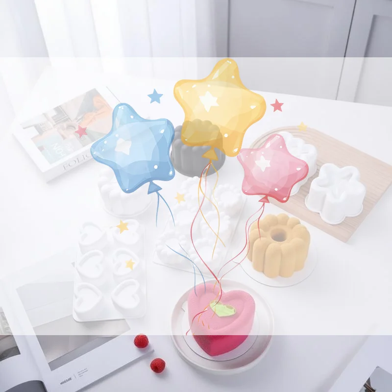 Flower-shaped and Star-shaped Silicone Cake Molds French Mousse Cake Molds Home Baking Tools Kitchen Styling and Baking Supplie
