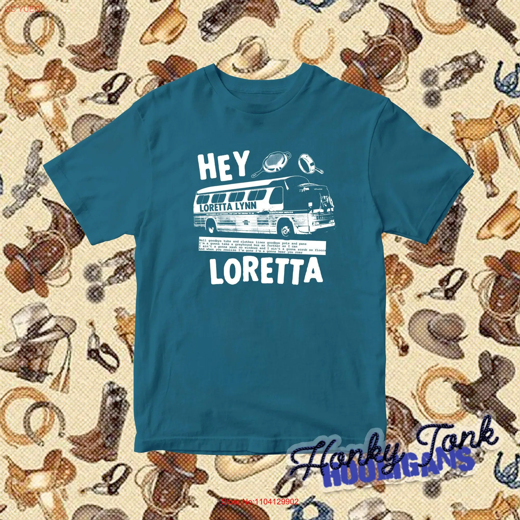 Loretta Lynn Greyhound Bus Hardcore Punk Tribute T Shirt long or short sleeves