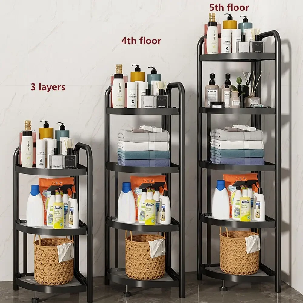 Movable Bathroom Corner Triangle Shelf 3/4/5 Tier Storage Shelf Gap Storage Rack Large Capacity Gap  Rack Large Capacity