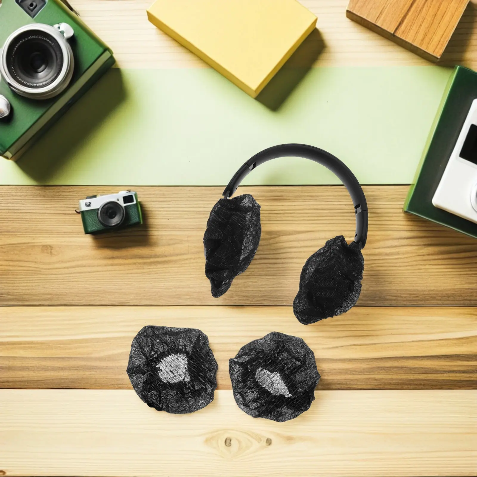 100pcs Disposable Headphone Ear Covers – Soft Nonwoven Stretchable Ear Pad Covers for Travel, Office & Hospital