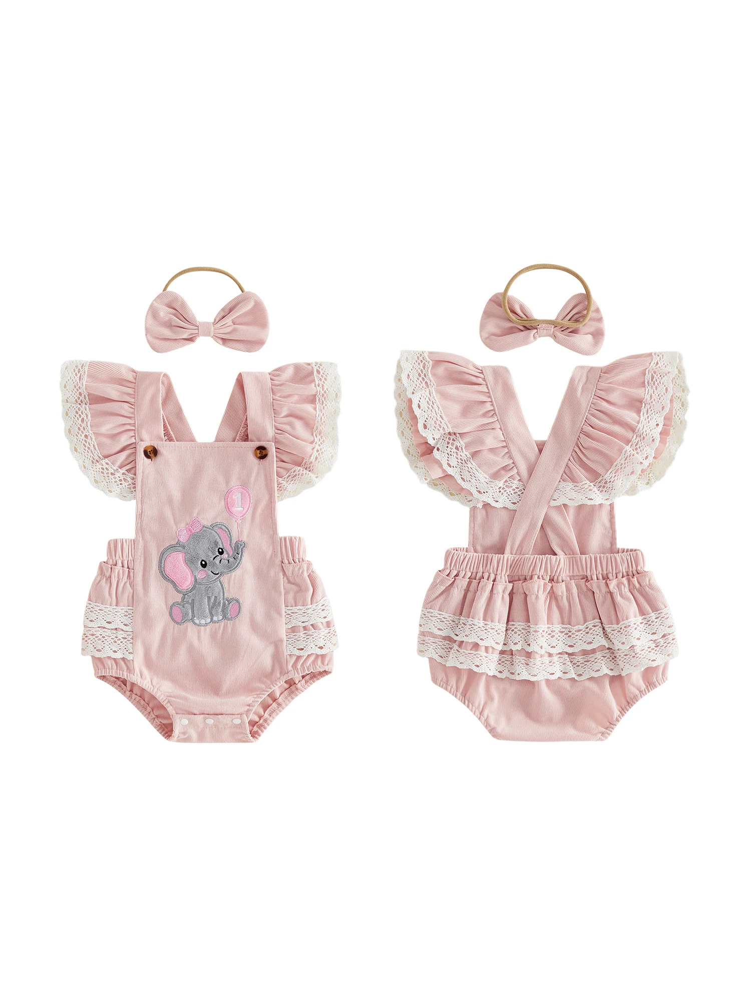 

Очаровательный комбинезон для маленьких девочек на день рождения с милой вышивкой в виде лебедя и бабочки, рукавами с рюшами, подходящей повязкой на голову и стильным дизайном.