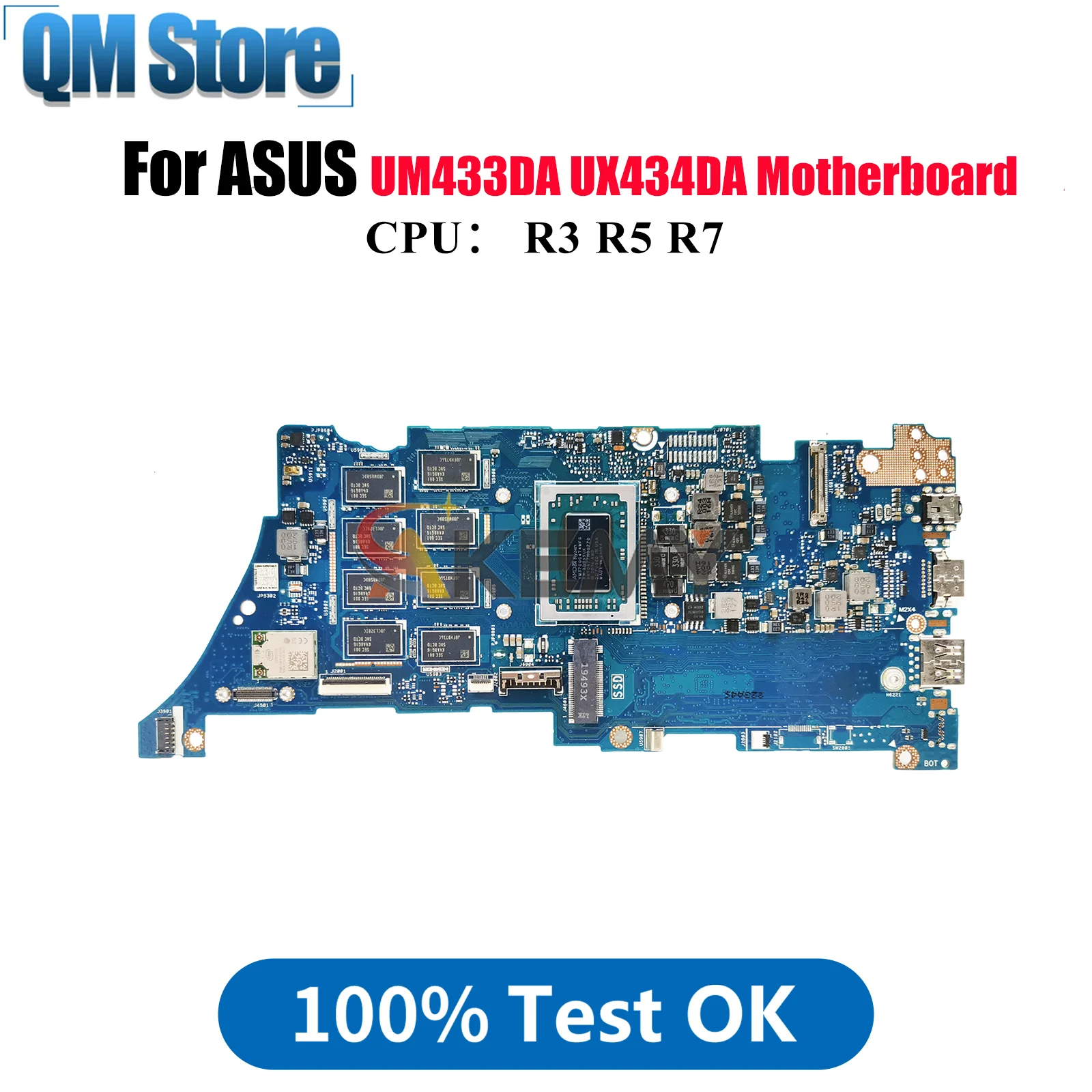 

UX434DA Материнская плата для ноутбука ASUS ZenBook UX434D UM433DA UX434DA Материнская плата для ноутбука с процессором R3 R5 R7 100% тестирование ОК быстрая доставка