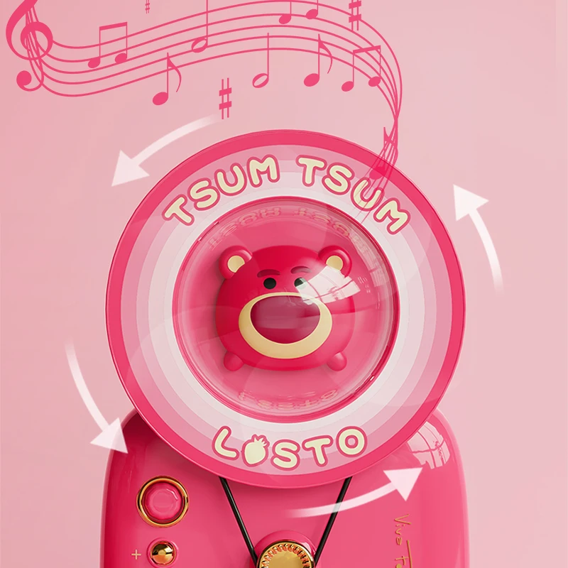 Kawaii Disney Cartoon Strawberry Bear Series Bluetooth Speaker  Wireless Microphone Set Cute Sound Box Microphone Gift For Girls