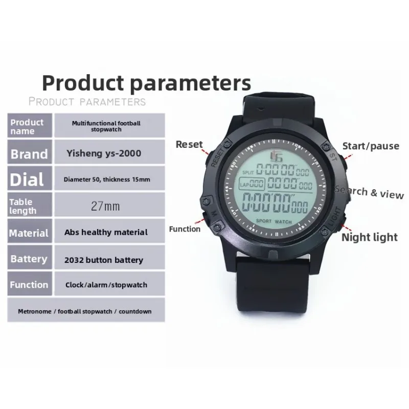 Football Referee Stopwatch Silent, Running Exercise Fitness Timer, 100 Laps Timing Can Be Turned Off