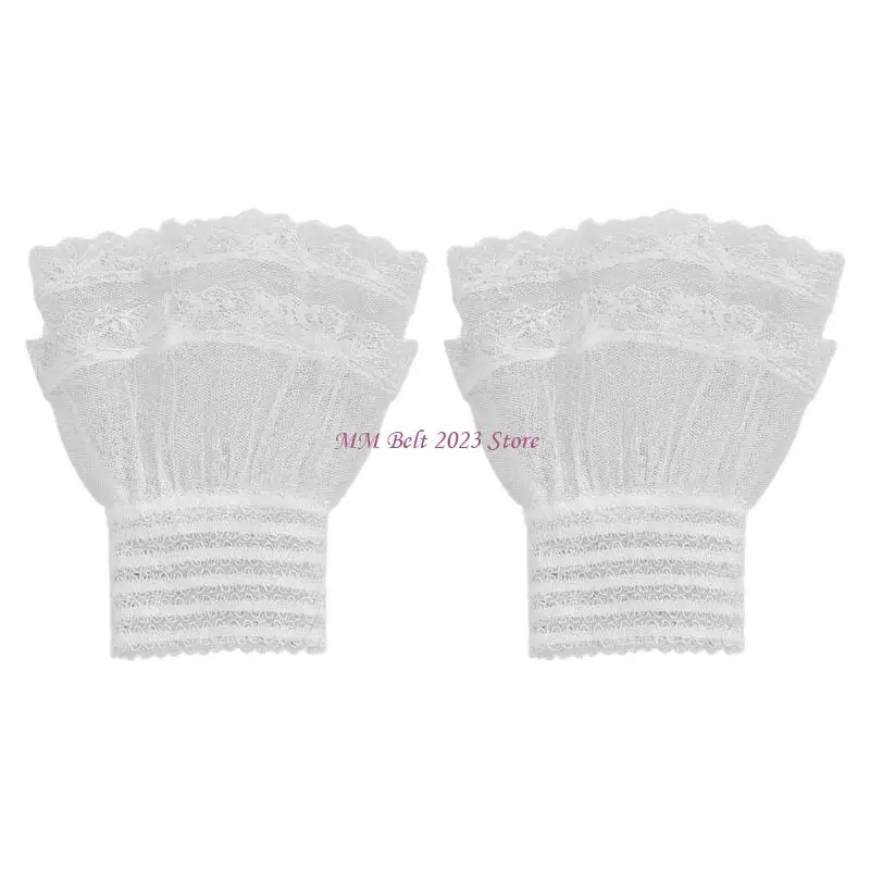 49ME Lolitas Arm Sleeves Ruffle Hand Sleeves Elastic Bracelet Short Fingerless Glove
