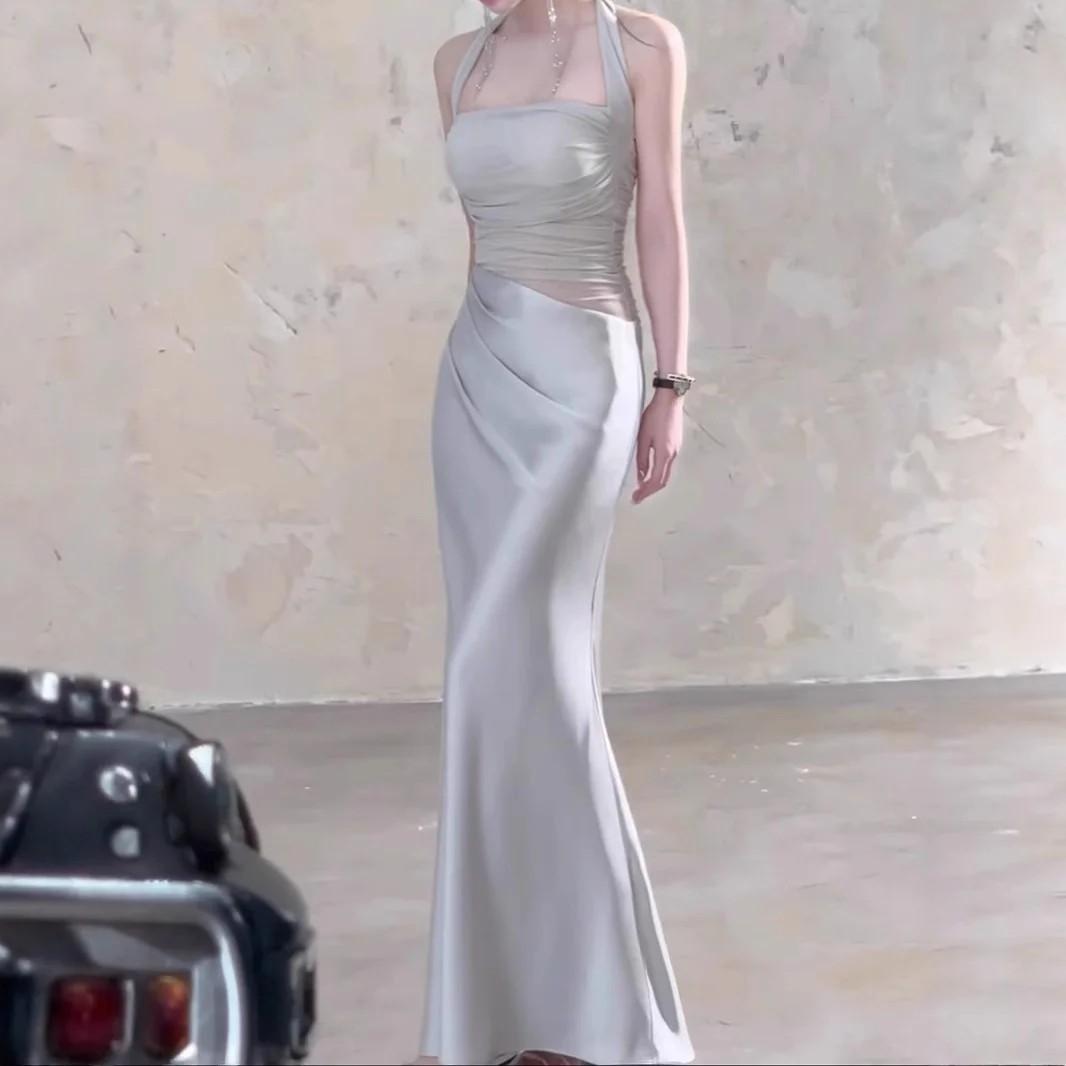 تصميم صيفي جديد من الساتان Finet Dr Slimming الخصر عالي الخصر التفاف حول التنورة قماش محبوك لا Sve Ne معلق