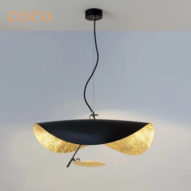 

New Creative Personality Industrial Ceiling Light Designer Lotus Leaf Light Iron Black and Gold Bedroom, Kitchen Design Light