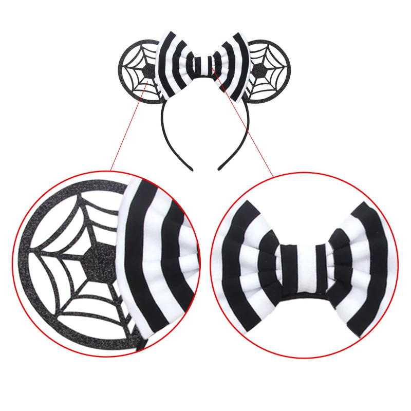 الكرتون هالوين شبح ميكي ماوس آذان عقال تأثيري ميكي ماوس هيرباند اليقطين الديكور الاطفال حزب إكسسوارات الشعر