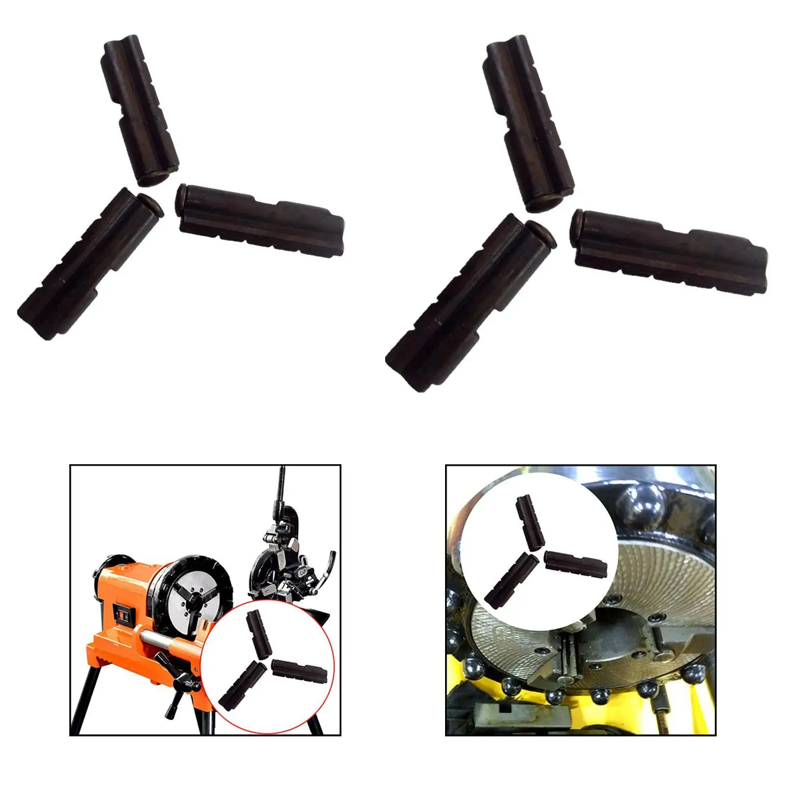 3Pcs Threading Machine Claw Tips Professional Industrial Application Black