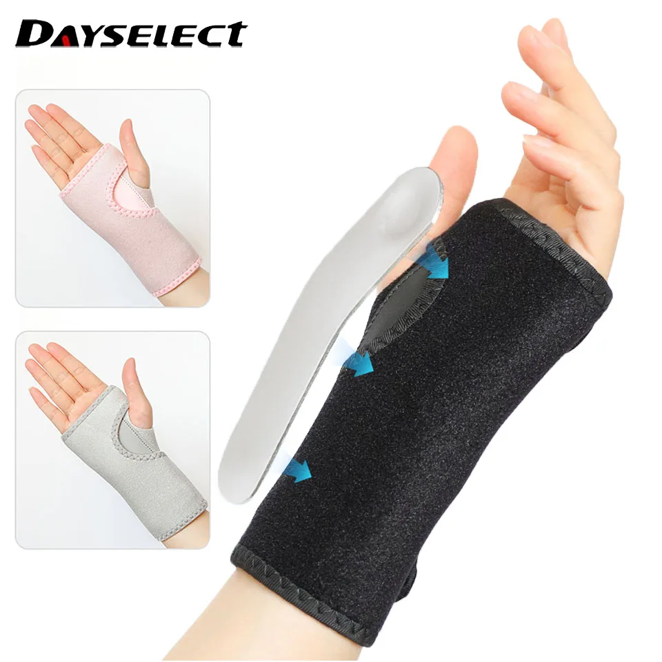 1Pcs Sports Aluminum Plate Tendon Sheath Wrist Brace Double Strap Compression Wrist Brace Wrist Immobilization Brace Men Women
