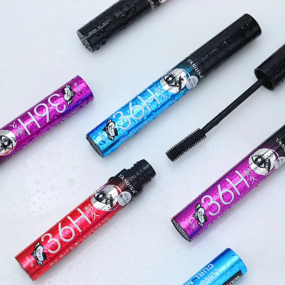 厚いスレンダーマスカラアイライナーセット防水カーリー 4D ファイバーマスカラ汗防止 24 時間持続効果つけまつげ効果マスカラ