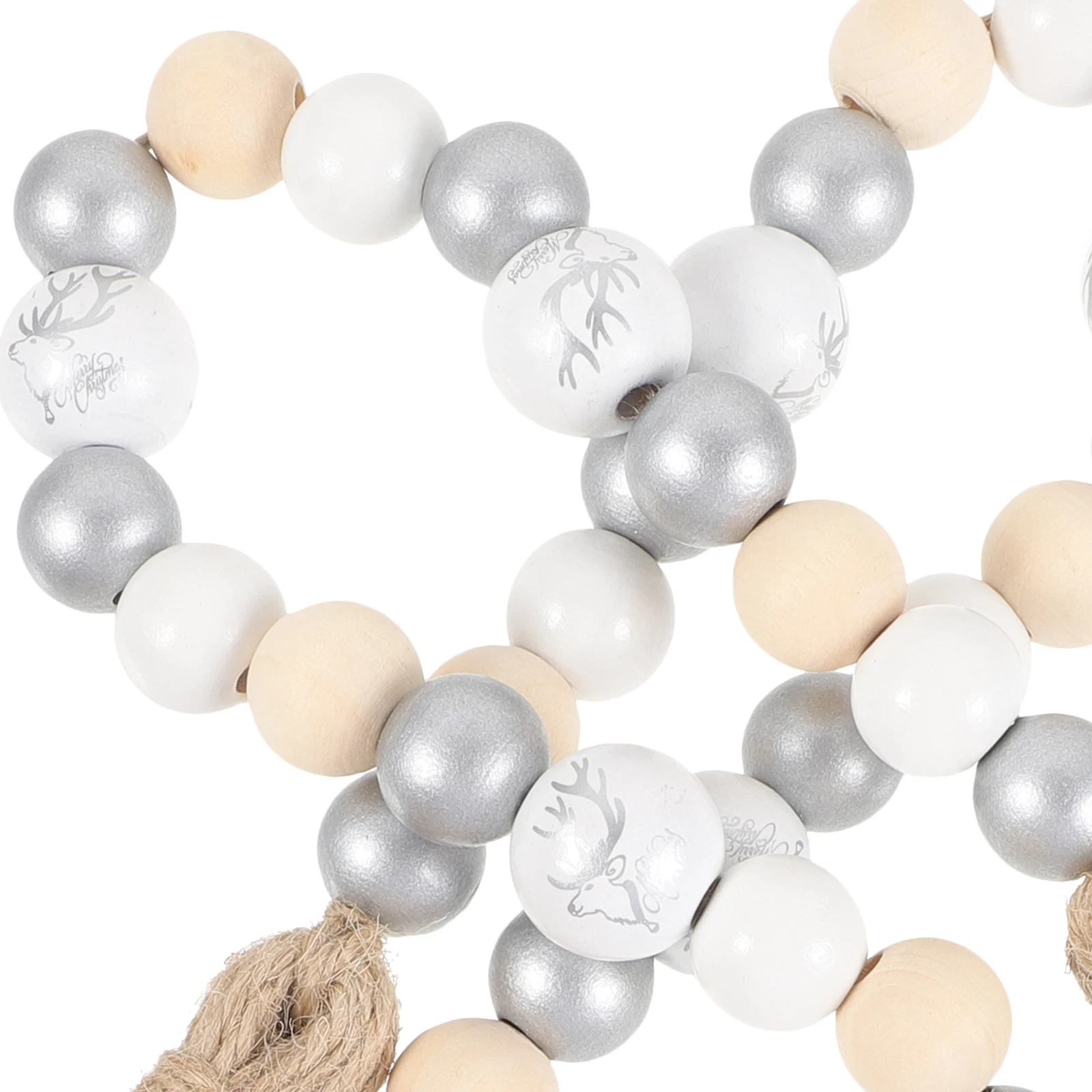 

Elk Wooden Bead String Tassel Wall Hanging Decor Garland Home Wreath Christmas Beaded with Hemp Rope Beads Decoration