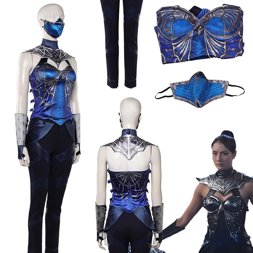 

Fantasia MK2 Kitana Cosplay Clothing Mask Game Mortal Kombat Women Disfraz Costume Female Fantasy Halloween Carnival Party Cloth