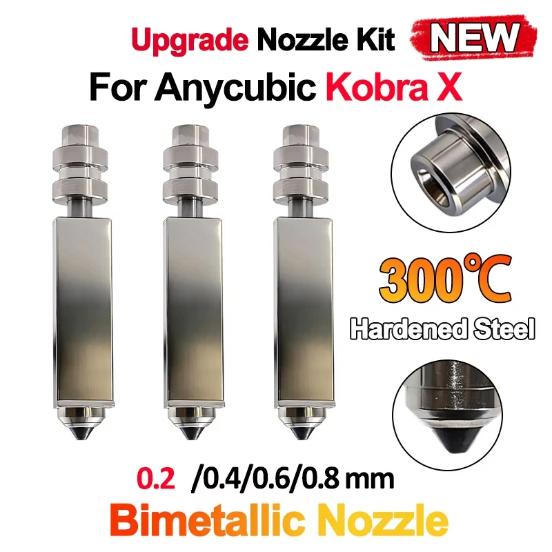 

Upgrade Anycubic Kobra X Hotend Bimetallic Nozzle High TemperatureFor Anycubic Kobra X 0.2/0.4/0.6/0.8mm 3D Printers Accessories