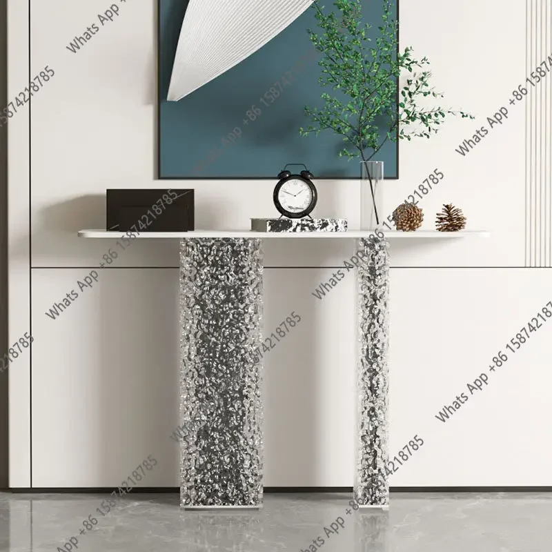 N68 Light luxury rock slab entrance table simple modern acrylic entrance cabinet entrance corridor decorative table  against