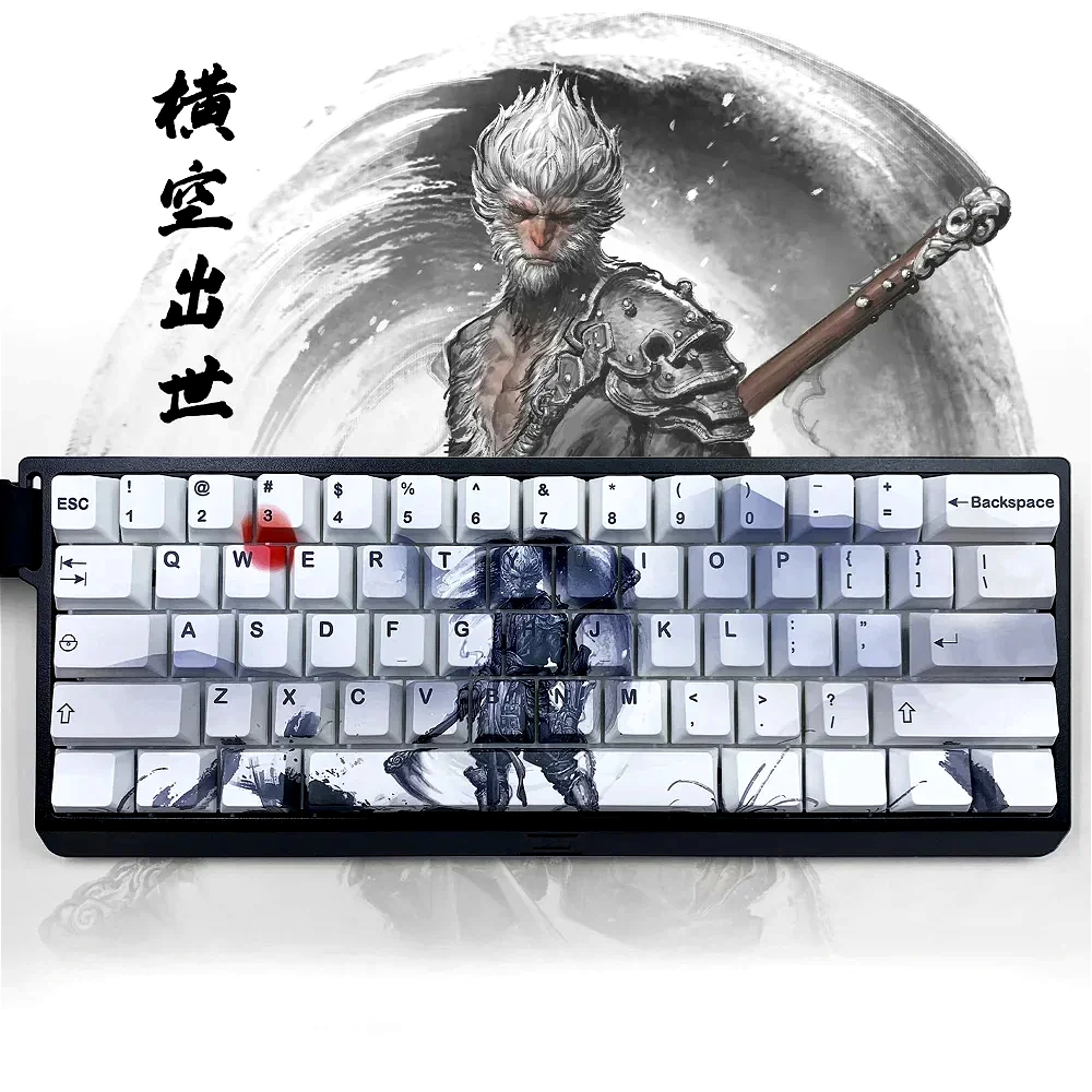 

Black Mythic Wukong Cherry Keycap Set PBT Personalized 103 Keys No Numeric Area Suitable for Mechanical Keyboards Up To 87 Keys.