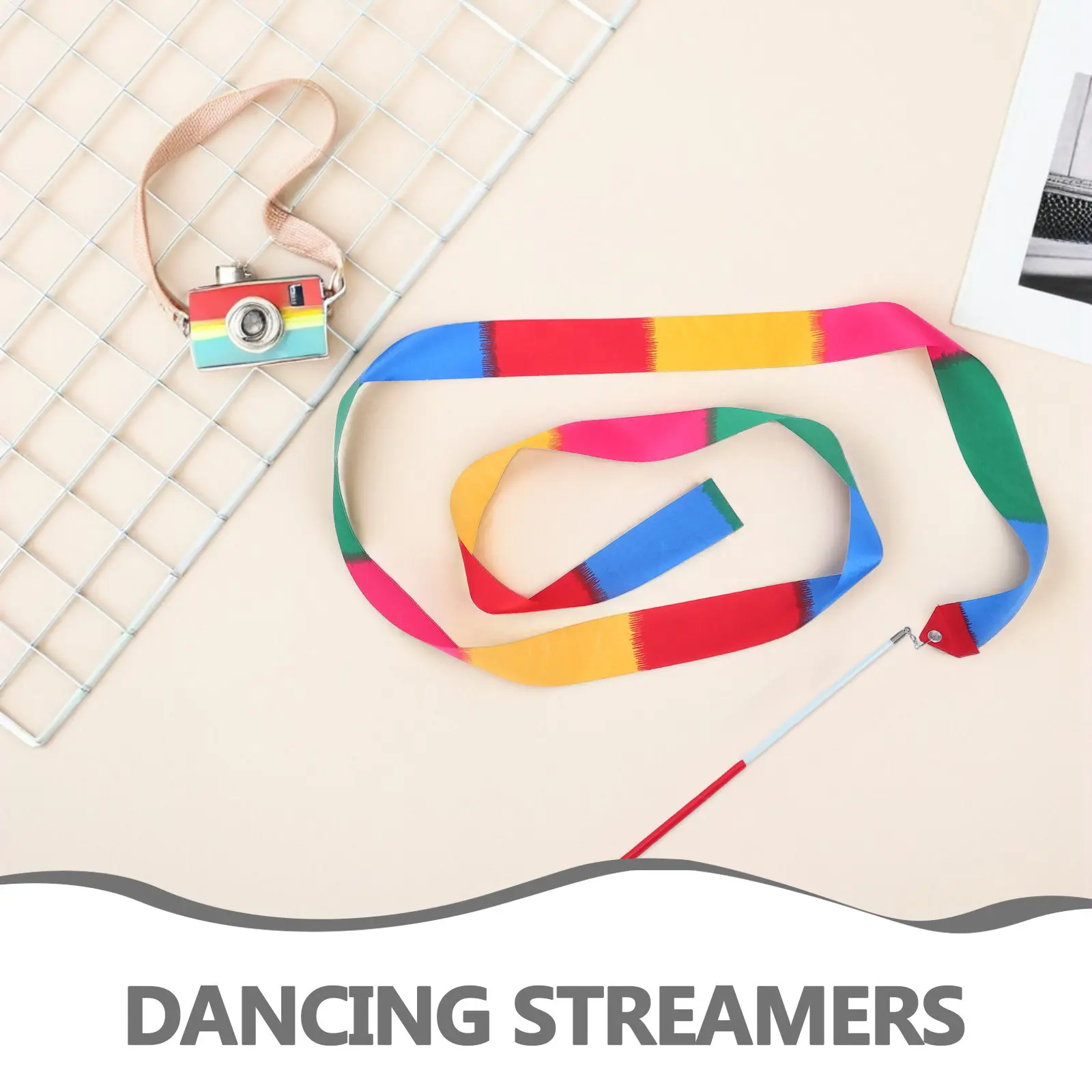 12Pcs Dance Gymnastics Ribbons 2 Meters Rhythmic Streamers with Handle for Gym Training Twirling Performance Gym Ribbon