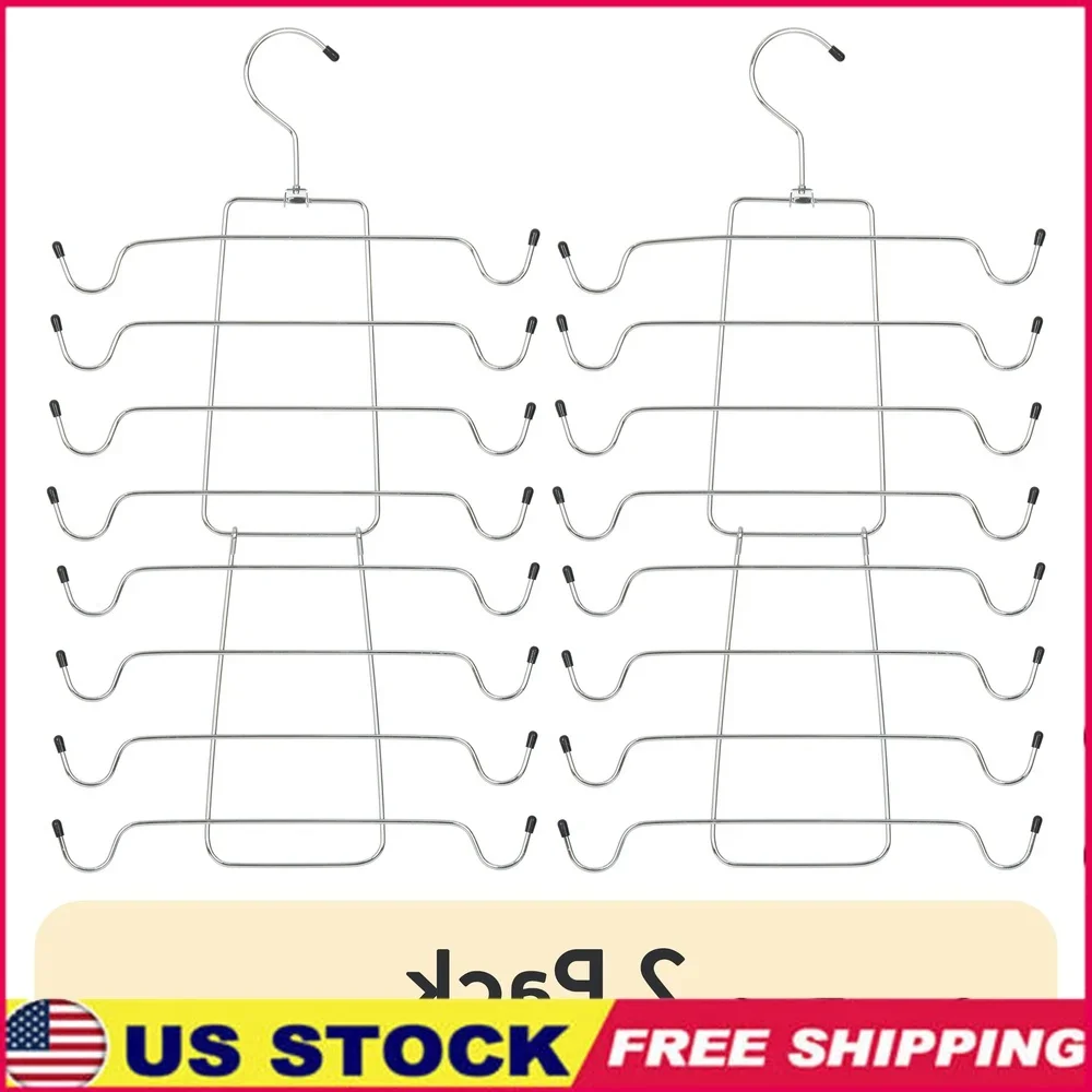 

2 Pack Heavy Duty Metal Folding Tank Top Bra Hanger 4 Tier Space Saving Closet Organizer Accessories Multiuse Garments Belts