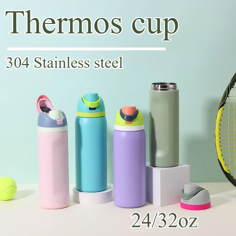 

24/32 Ounce Insulated Water Cup 304 Stainless Steel Large-capacity Bouncing Cup Portable Outdoor Travel Sports Insulated Cup