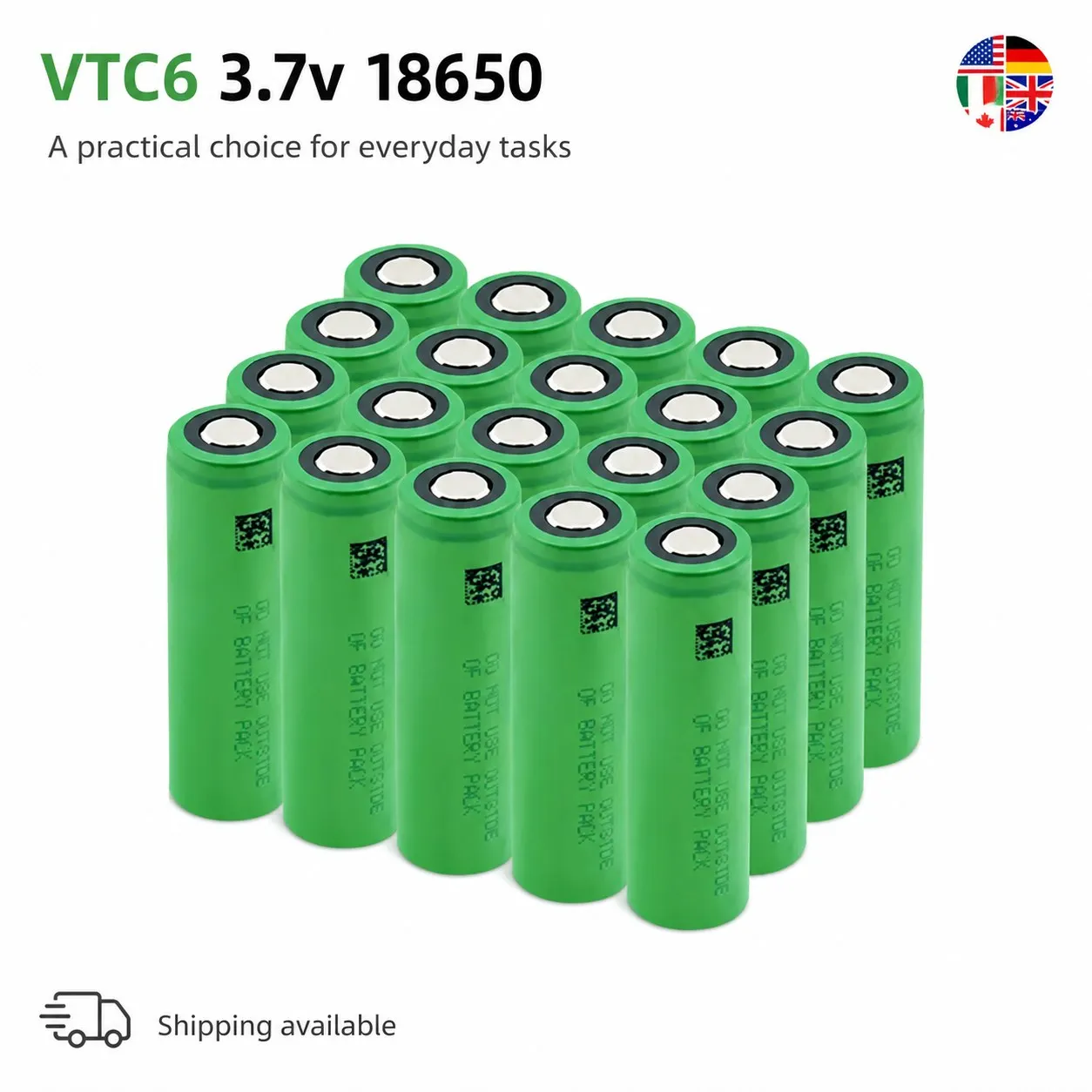 VTC6 3.7V 3000mAh 18650 Li-Ion Rechargeable Cell Battery for DIY Pack Flashlight Toy Repair Multi Quantity DIY Replacement