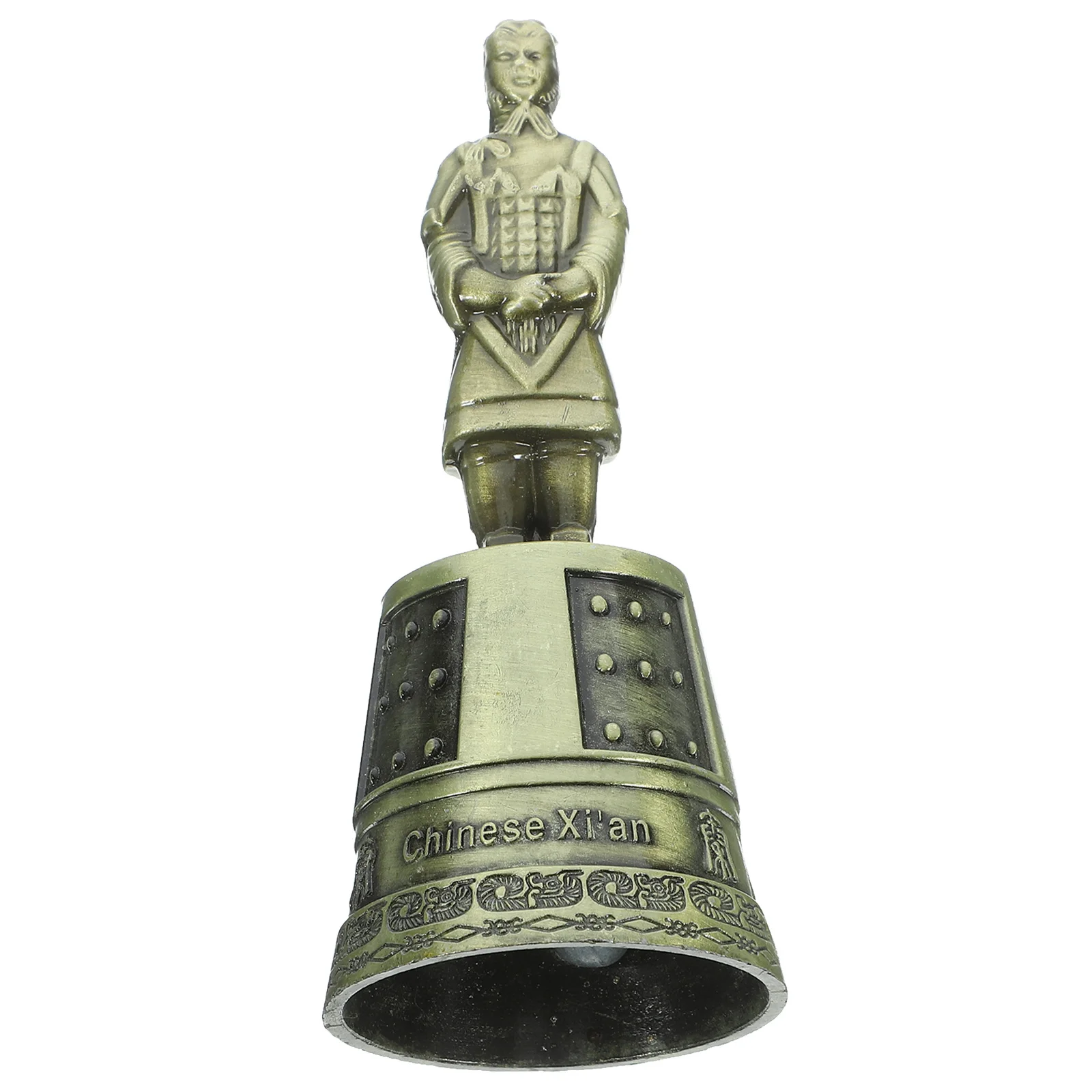 

Chinese Ancient General Metal Bell Sculpture Desktop Hand Bell Decor Vintage Craft Home Office Hotel Tabletop Ornament