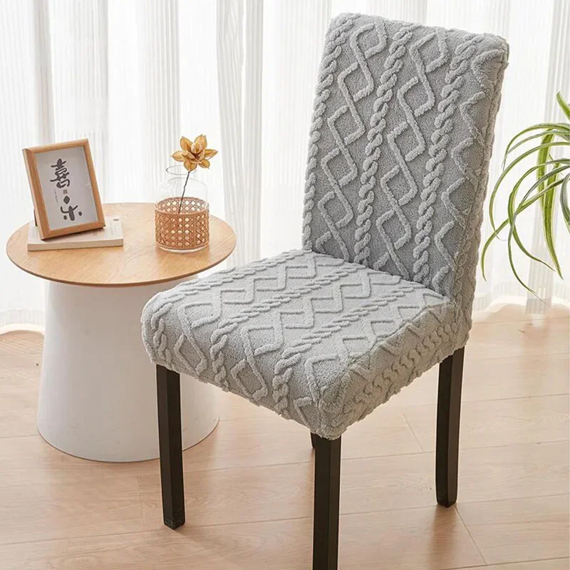 Twist Thick Jacquard Chair Cover Modern Plush Elastic Dining Chair Cover for Party Banquet Hotel Wedding Warm Cushion for Winter