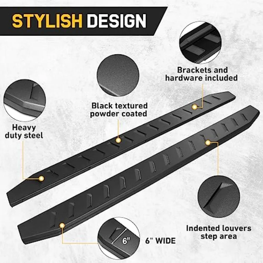 لوحات تشغيل 6 بوصة مناسبة مخصصة لـ 20242025 Toyota Tacoma Double Cab 4 أبواب خطوات جانبية قضبان Nerf محكم أسود شديد التحمل A #2