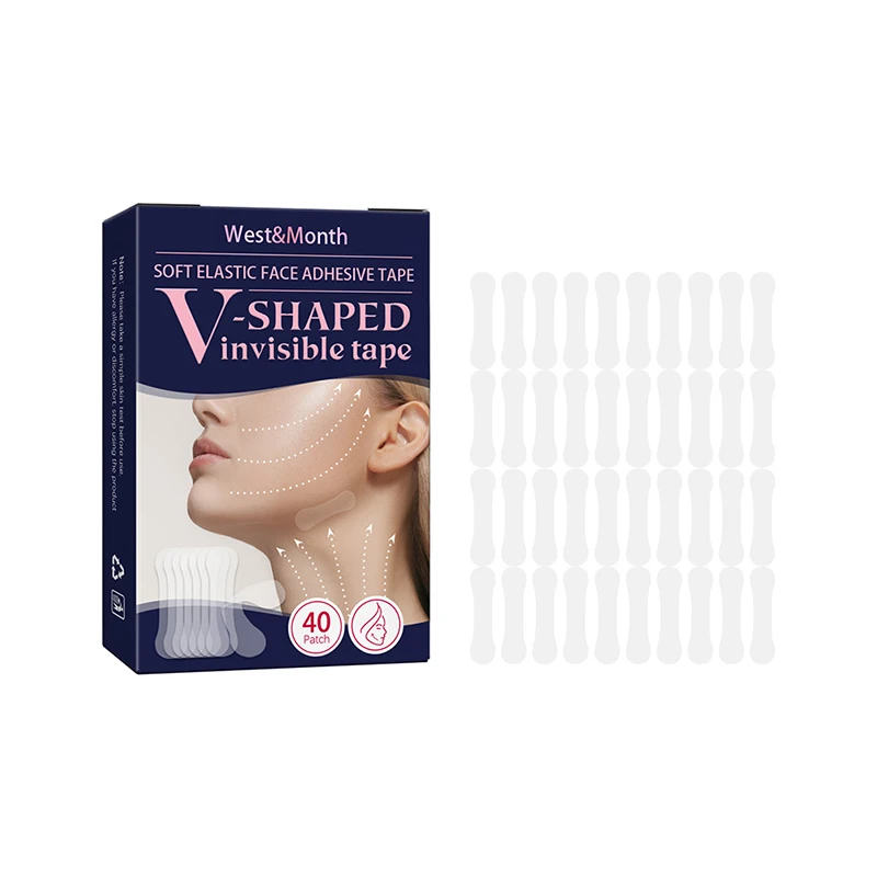 40pcs Invisible Breathable Thin Face Stickers Waterproof V-Shaped Facial Line Wrinkle Sagging Tighten Chin Lifting Adhesive Tape