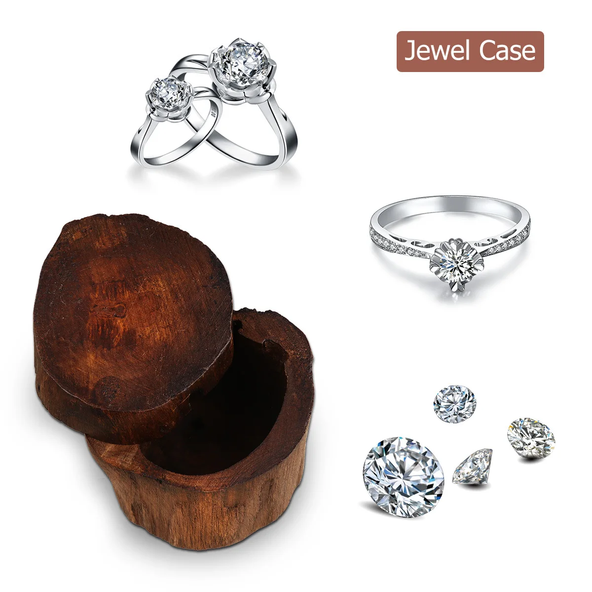 

Chic Round Wood Jewelry Storage Box Retro Design Organizer for Bracelet Ring Earring Desktop Bedroom Dormitory Room Decorative