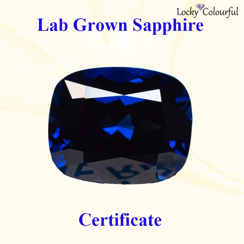 

Lab Grown Sapphire Rectangel Cushion Shape Charms Royal Blue Color Selectable AGL Certificate Beads for Jewelry Making Material