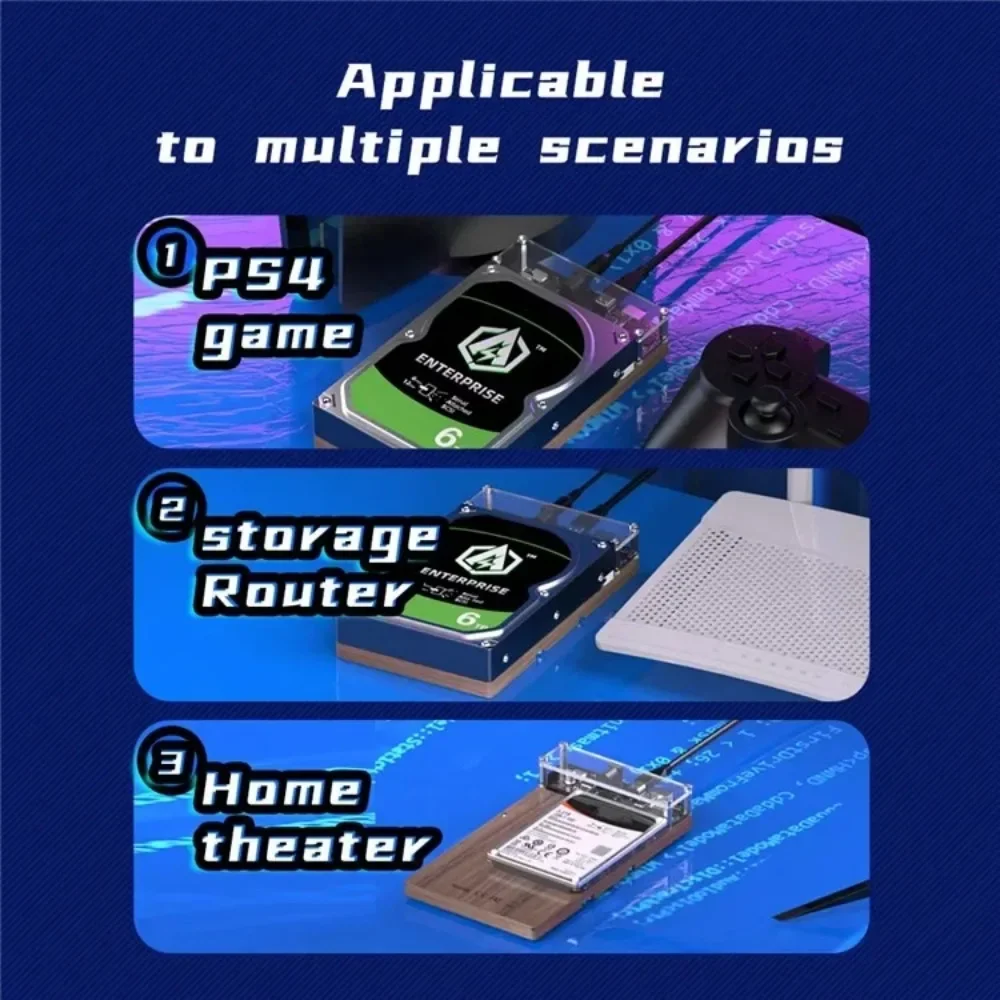 SAS HDD/SSD Enclosure Case for 2.5/3.5 Inch SAS SATA HDD SSD Disk USB 3.1 External Hard Drive Adapter with 12V Power
