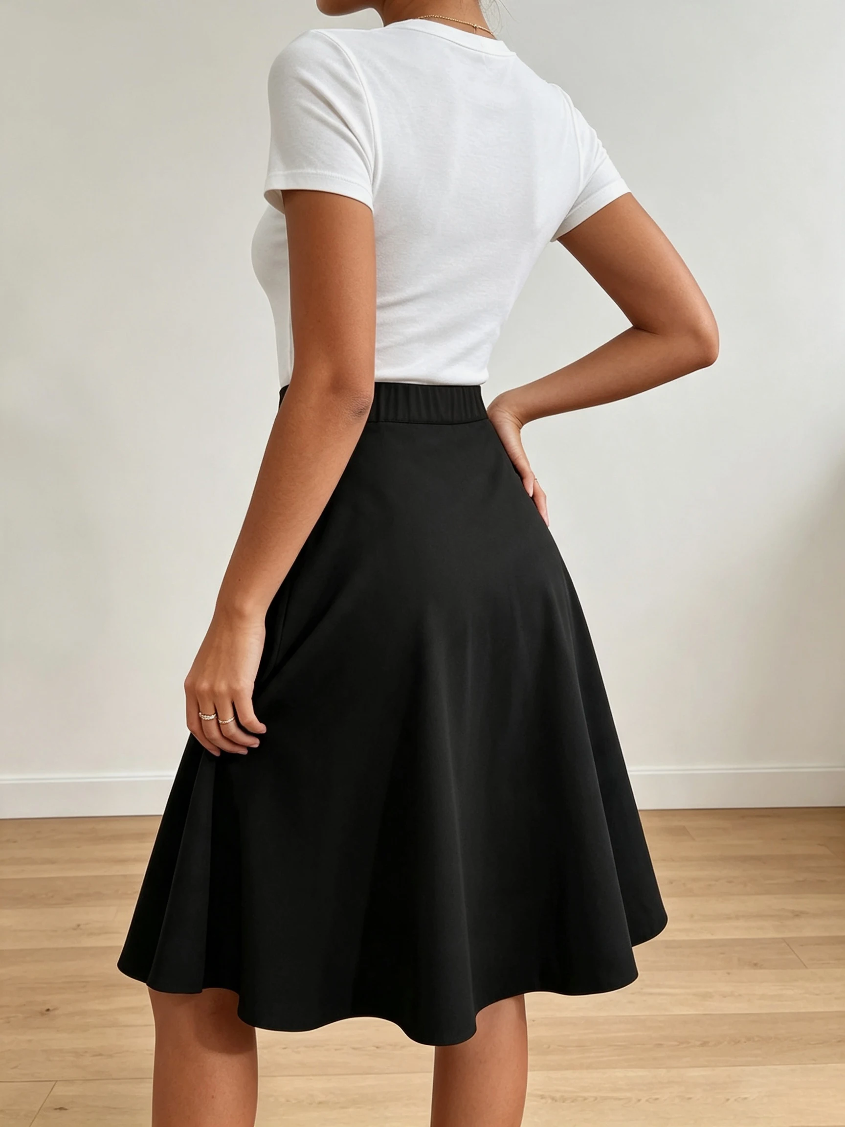 Women's High Waist A Line Midi Skirt Single Breasted Side Zipper Pockets Solid Elegant Autumn Winter Office Daily Casual Wear