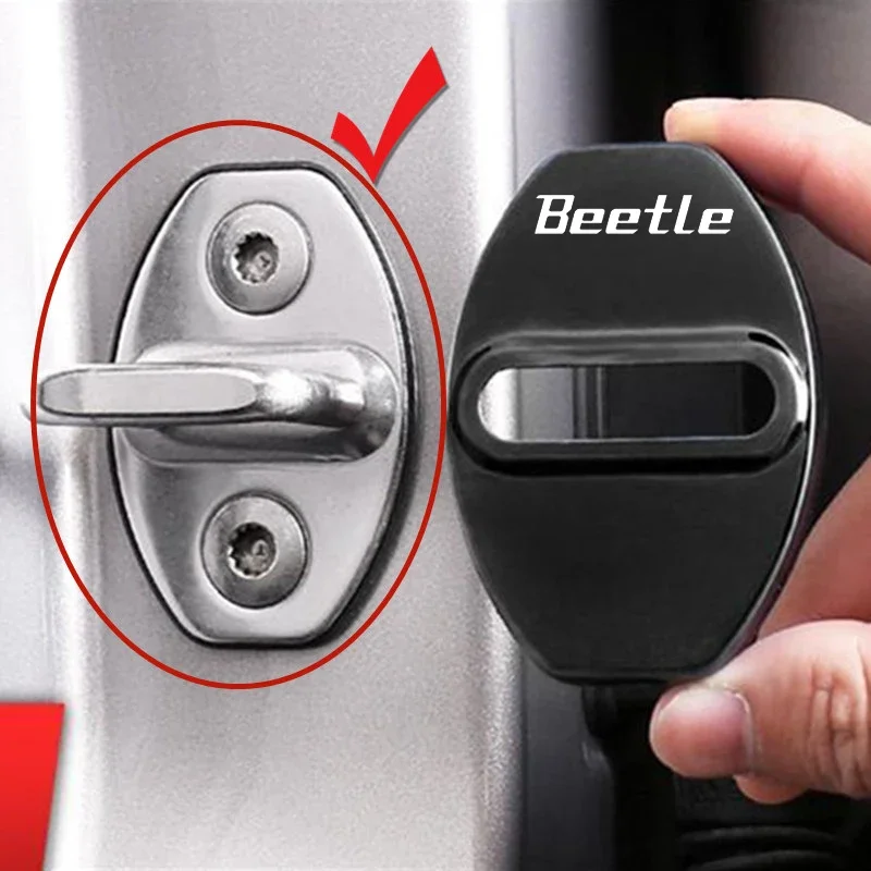 4Pcs Car Styling Door Lock Protective Cover Stickers for Volkswagen VW Beetle Emblem Anti-rust Covers Buckle Case Accessories - view 5
