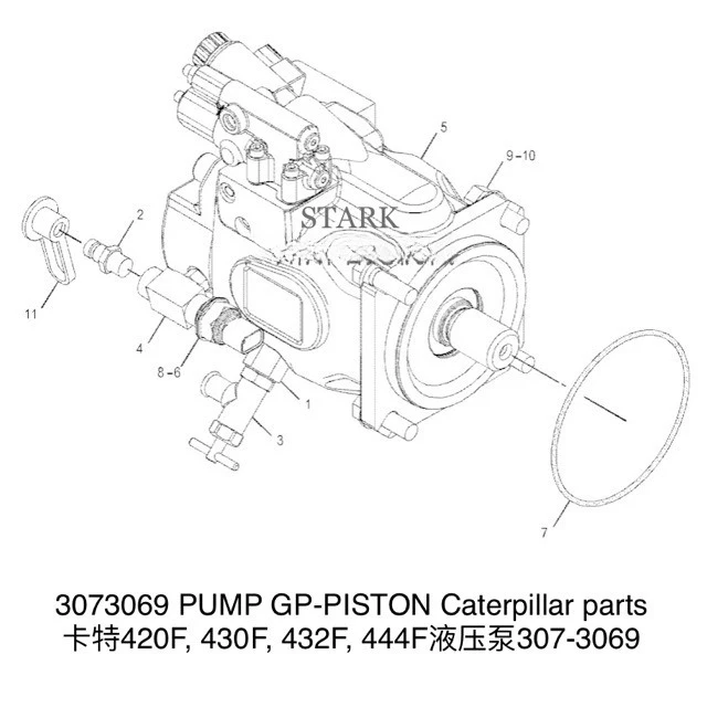 

307-3069 Hydraulic pump for loader 420F, 430F, 432F, 444F plunger pump 3073069