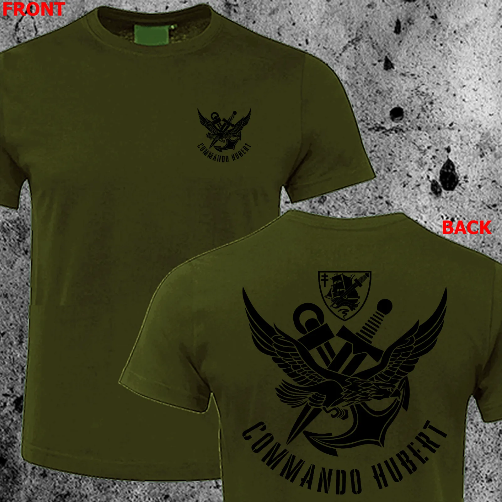 French Special Forces Combat Frogmen Commando Hubert Marine T-Shirt Kurzarm Lässige T-Shirts aus 100 % Baumwolle