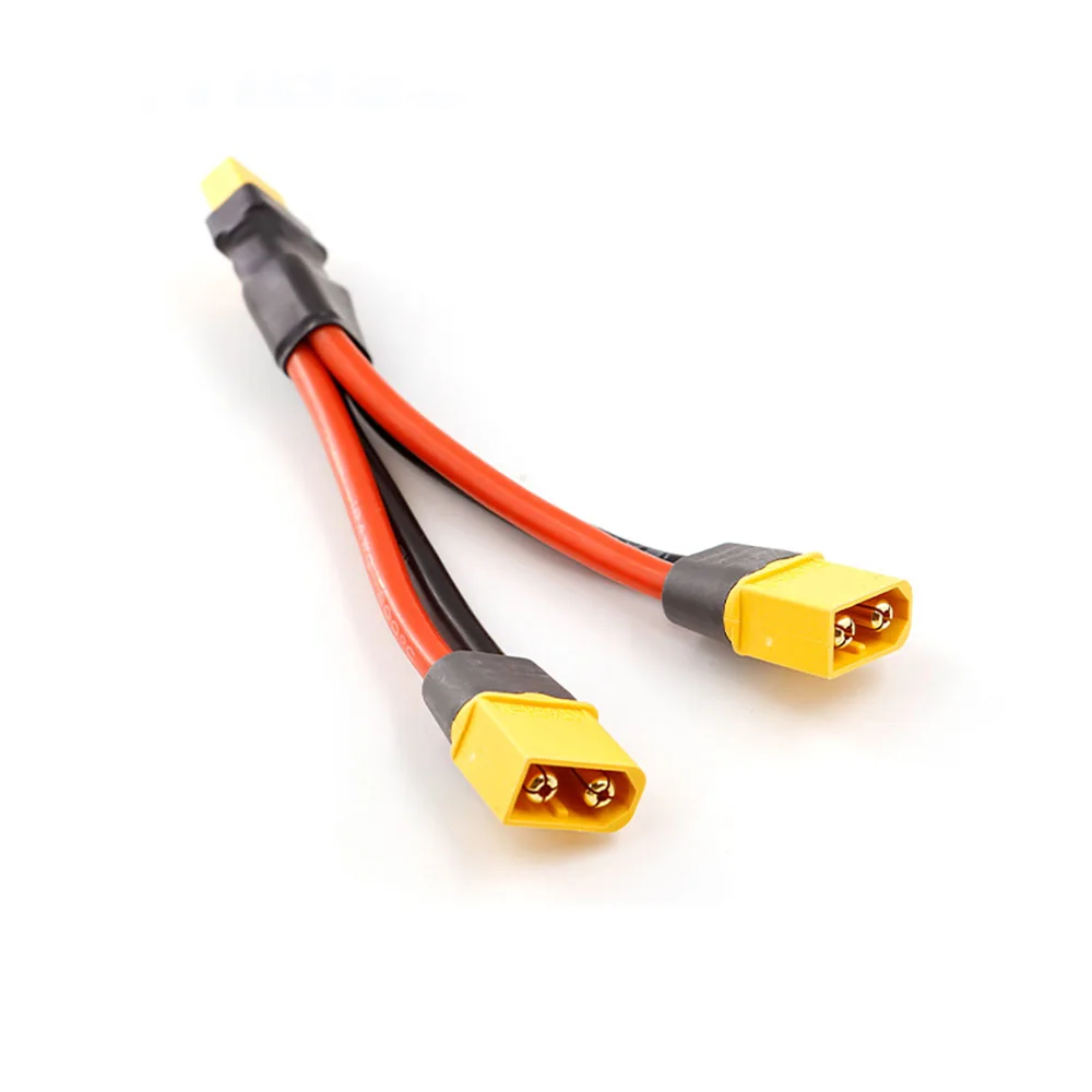 Cabo de plugue xt60, 12awg, 10cm, conector paralelo xt60h, cabo macho e fêmea, extensão dupla, divisor y, 2/3 vias, bateria rc, fio de silicone