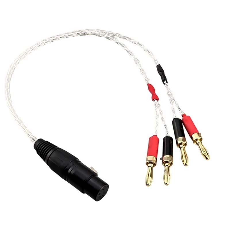 ValueABAI XLR Female 4Pin To 4Mm 4X Banana Plug Silver Plated OCC For Speaker Amplifier High Quality Audio Cable