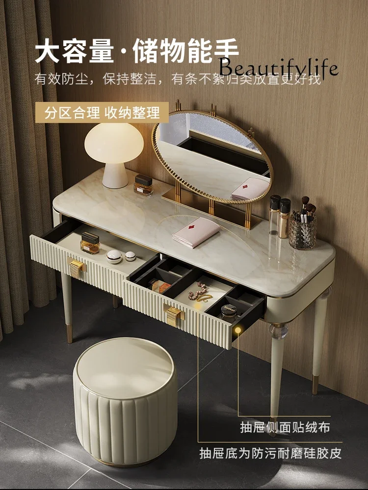 

غرفة نوم كاملة أثاث Light Luxury Dressing Table Bedroom Simple Stone Plate Marble High-End Furniture Italian Fashion Makeup Tabl
