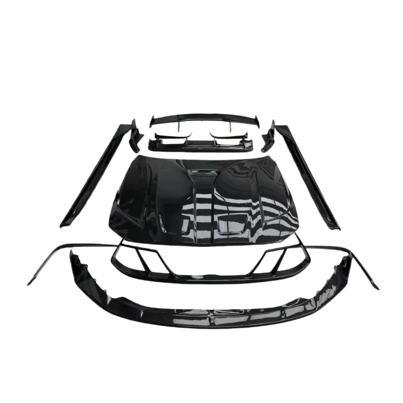 for BMW M3 M4 G80 G82 Upgrade Kit PK Style Dry Carbon Fiber Front Lip Side Skirt Diffuser Rear Spoiler Engine Hood