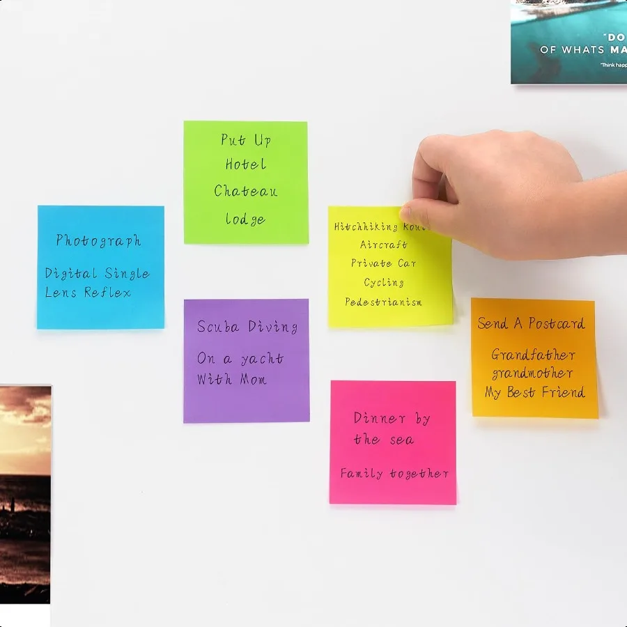 Pop Up Sticky Notes 3x3 inch Bright Colors SelfStick Pads 6 Pads Pack 100 Sheets Pad Total 600 Sheets