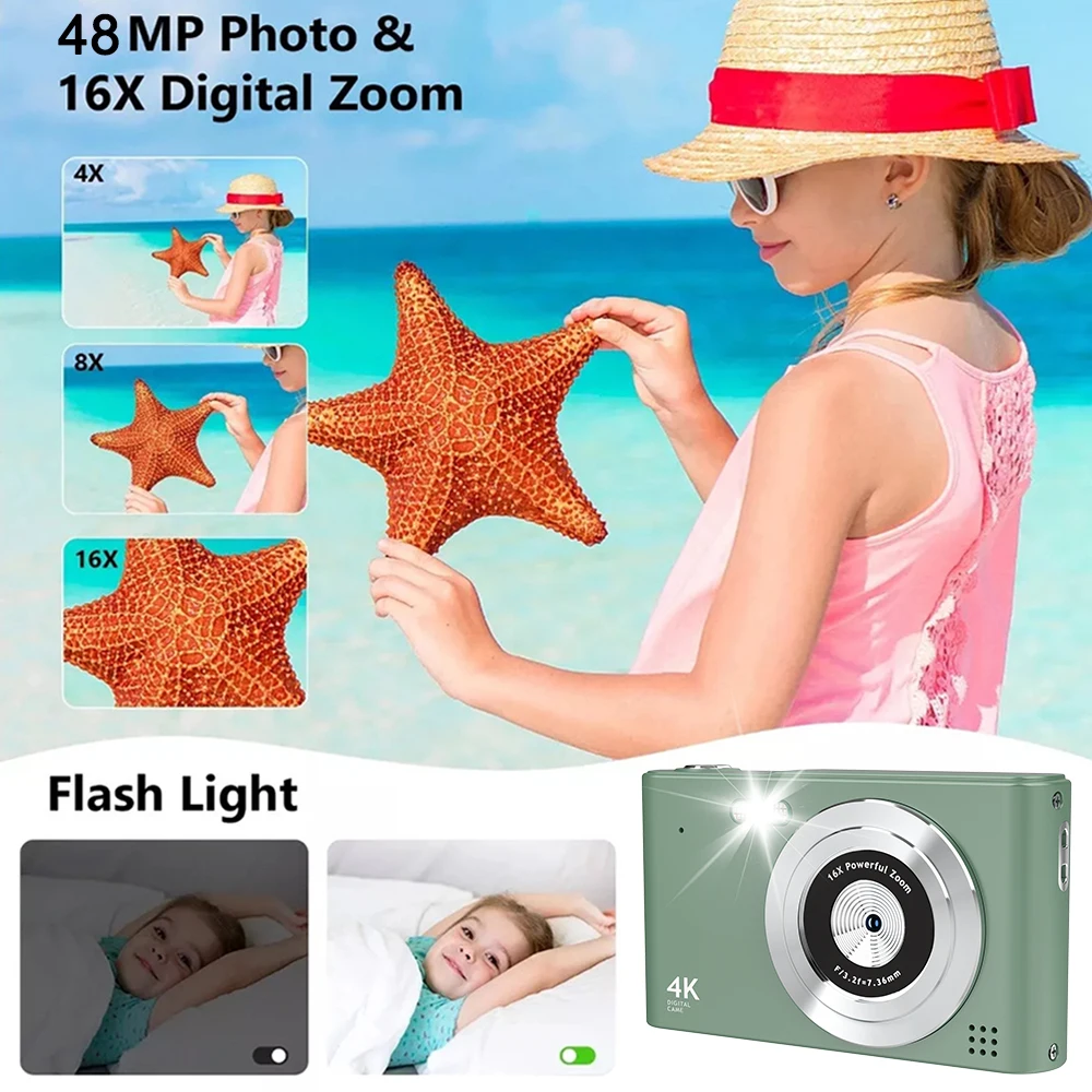 HD 2.4 inches 1080P digital Camera Rechargeable Cameras with 16x Zoom Compact Camera 44MP Cameras for kids Girls camera digit