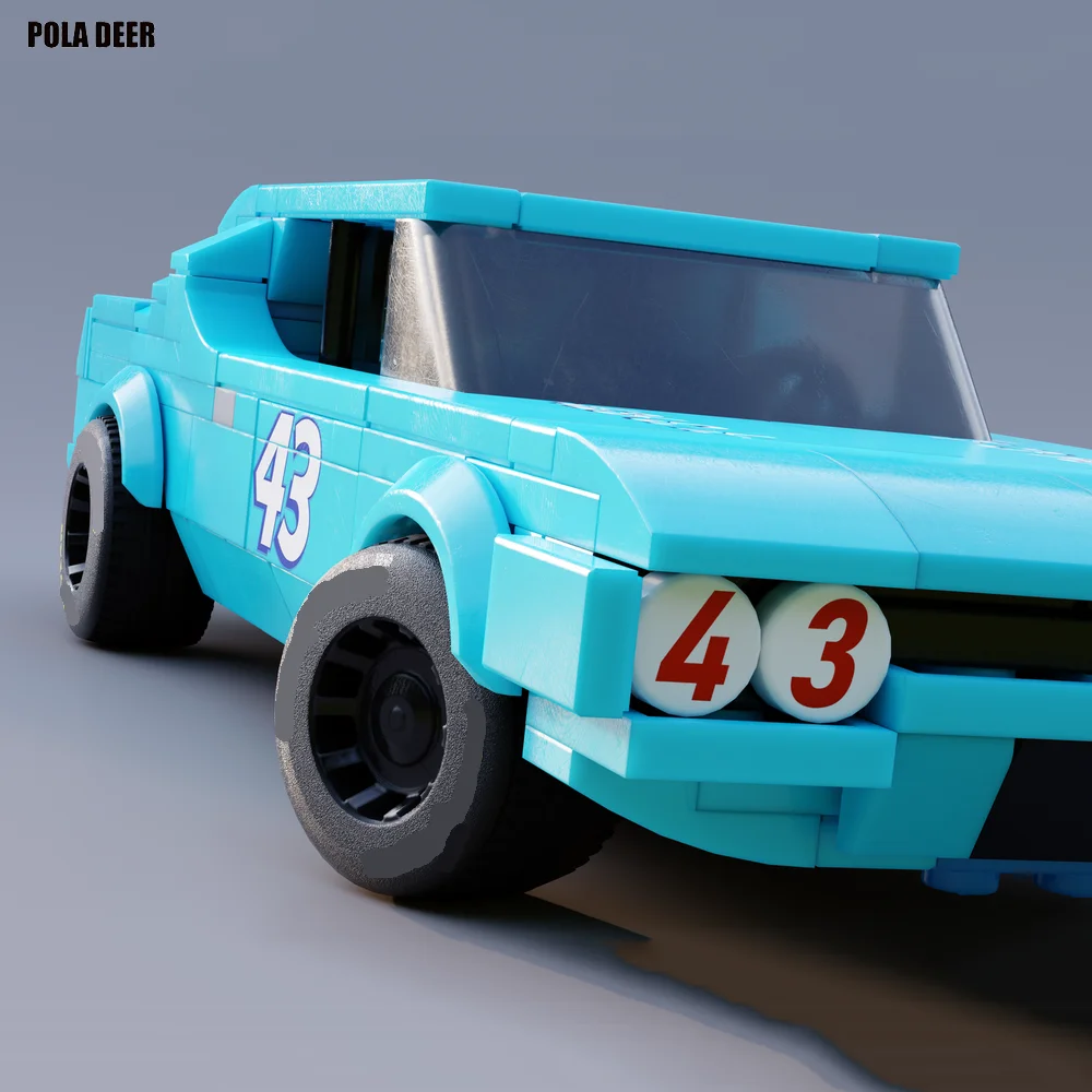 283PCS MOC Speed Champions 1971 Plymouth Road Runner Richard Petty Building Blocks DIY Assembled Model Toy Brick Birthday Gifts